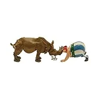 plastoy sas figurine collection pixi astérix, obélix nez à nez avec le rhinocéros (2369)